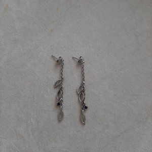 925 Sterling Silver Leaves Dangle Earrings